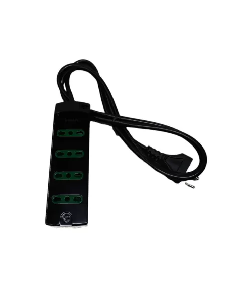 Vimar 00404.C Regleta de enchufes de 4 vías con doble pulsador, 10/16 A, 16 A, color negro, con cable